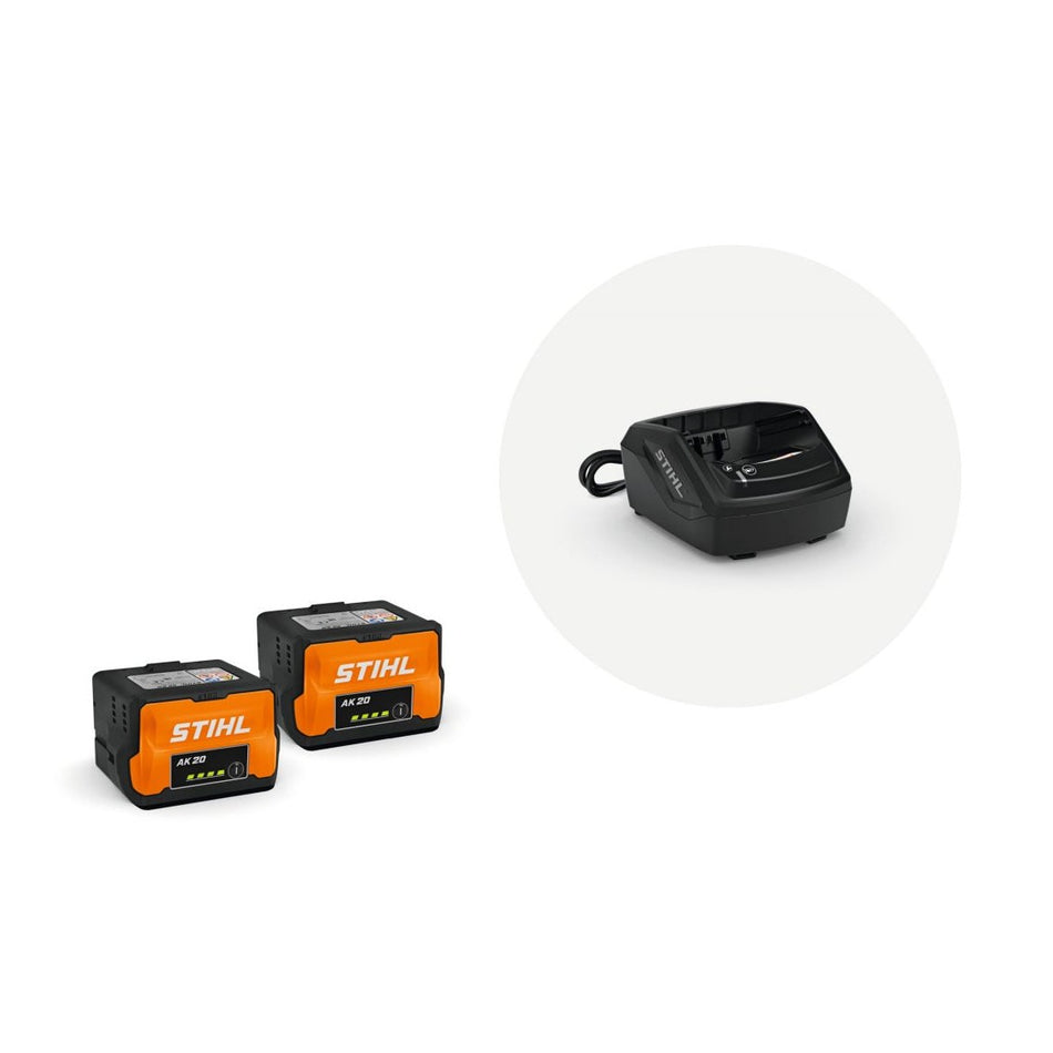 Startsæt med 2x batteri AK 20 og oplader AL 101 – STIHL AK-system