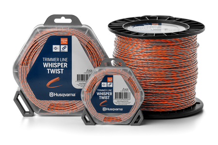Husqvarna Whisper Twist trimmersnøre – 3,0 mm × 9 m – seriefoto med flere pakningsstørrelser