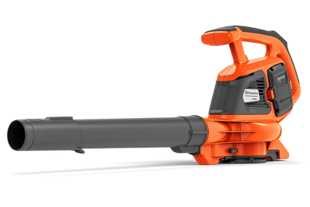 Husqvarna 120iBV løvsuger/blæser – uden batteri – Set fra siden af en batteridrevet løvblæser fra Husqvarna.
