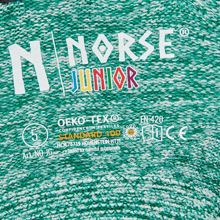 NORSE Junior børnehandsker – grøn og lilla – grøn – billede 4