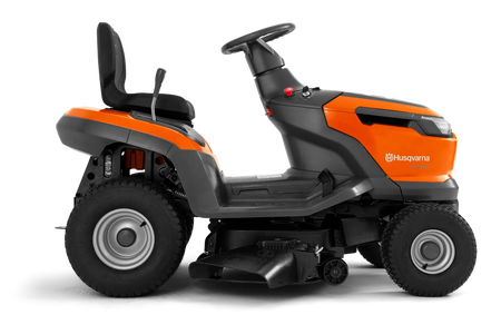 Husqvarna TS 114 havetraktor – 95 cm – Set fra siden af en Husqvarna-plæneklipper med klippebord.